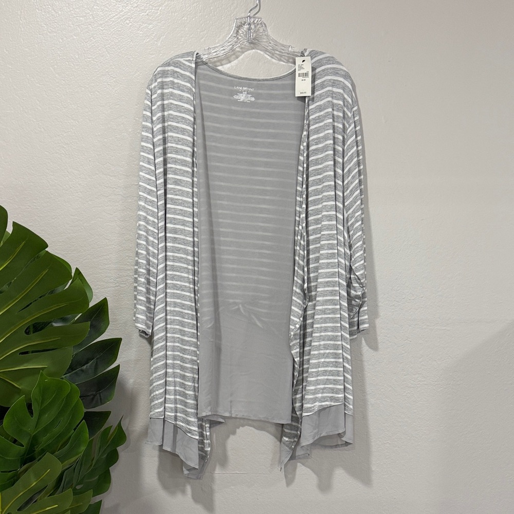 NWT Lane Bryant Light Gray Striped Cardigan plus size 26/28